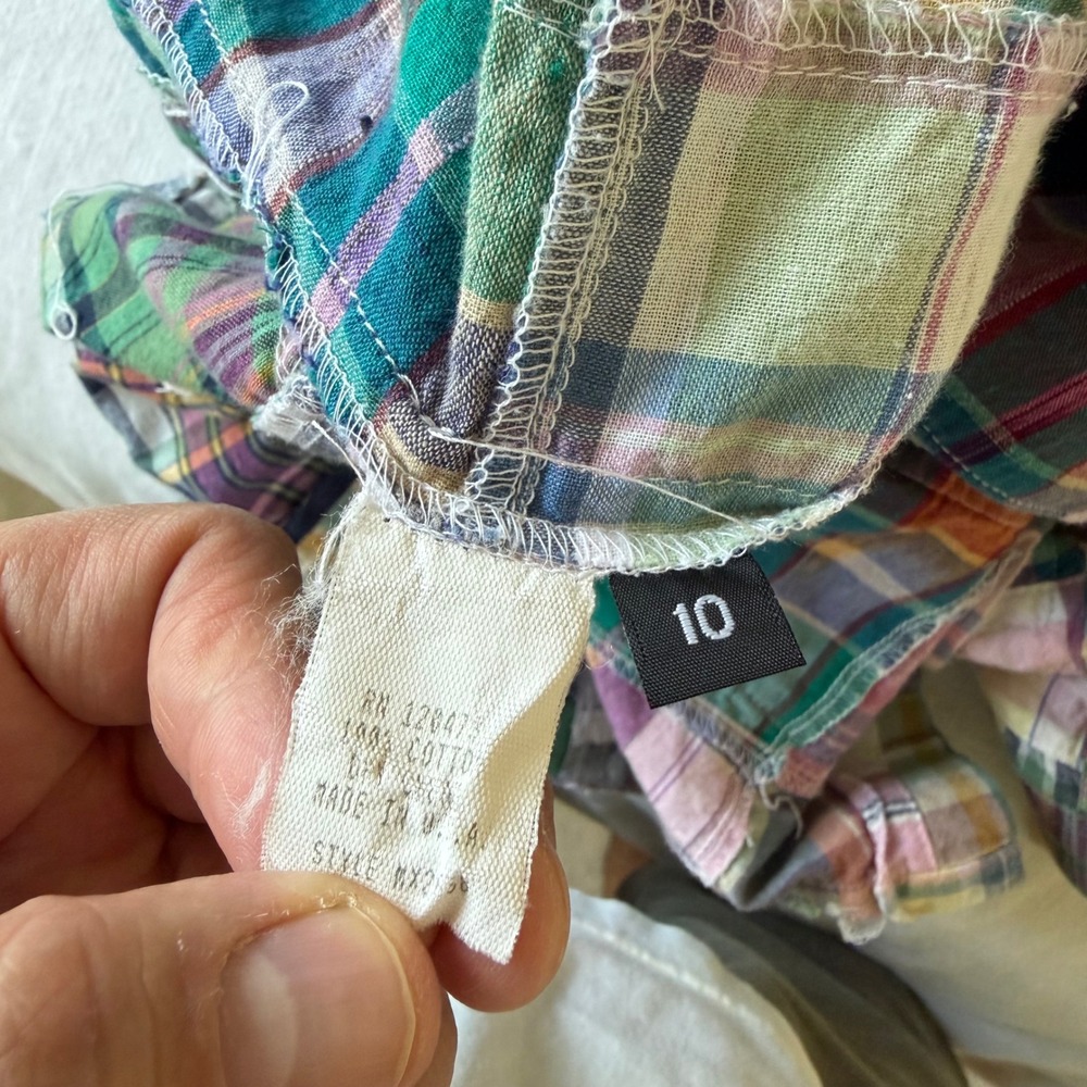 Morrissey Womens Patchwork Plaid Blazer Jacket Multi Color Cotton Sz 10 USA - Picture 7 of 7